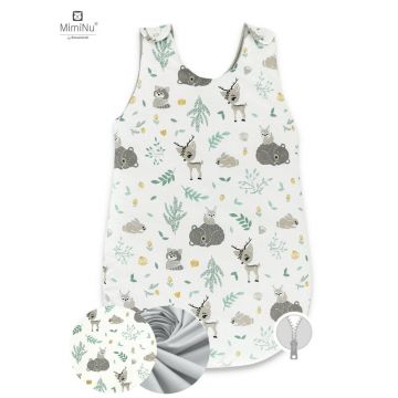 Sac de dormit de iarna 70 cm 0-6 luni 2.5 Tog Forest friends GreyMint MimiNu