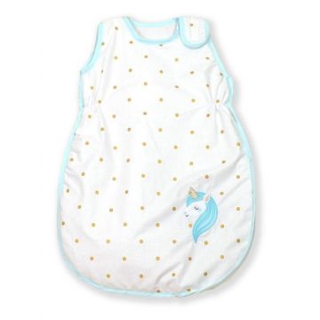 Sac de dormit din bumbac cu broderie pentru bebelusi Golden Dot Unicorn 80 cm