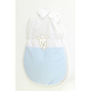 Sac de dormit din bumbac cu broderie pentru bebelusi Oita Blue 80 cm