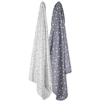 Set 2 paturici 85x85 cm din bumbac organic 100 BabyCosy WhiteGrey Set 2 paturici 85x85 cm din bumbac organic 100 BabyCosy WhiteGrey