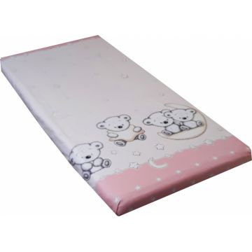 Cearceaf din bumbac cu elastic 120x60 cm Teddy Pink