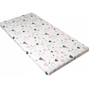 Lenjerie patut 120x60 cm cu 4 piese Nichiduta Little Hearts PinkGrey