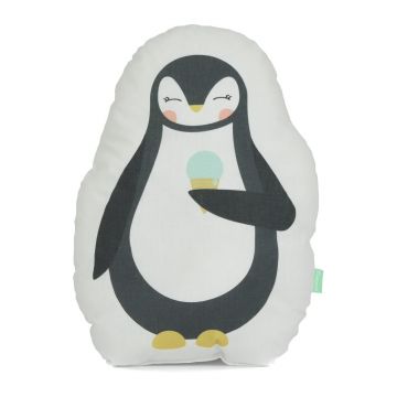 Pernă din amestec de bumbac Happynois Penguin, 40 x 30 cm