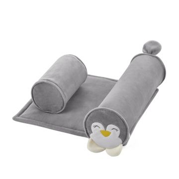 Pernuta pozitionator anti-rasucire BabyJem pentru bebelusi 34x36cm Pinguin Grey