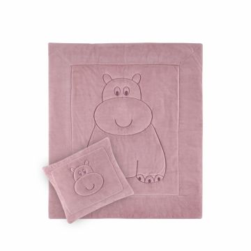 Set pernuta BabyJem Hippo Pink si paturica din plus Set pernuta BabyJem Hippo Pink si paturica din plus