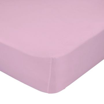 Cearșaf elastic din bumbac pur Happy Friday Basic, 90 x 200 cm, roz