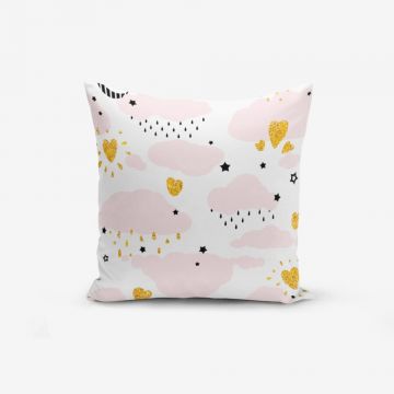 Față de pernă cu amestec din bumbac Minimalist Cushion Covers Pink Clouds Modern, 45 x 45 cm