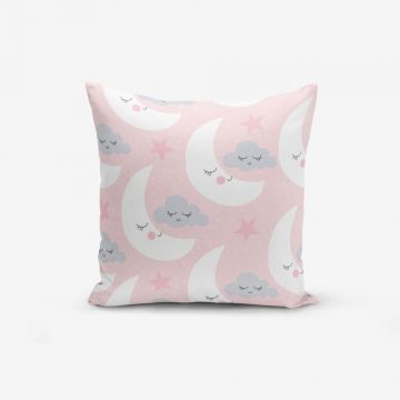Față de pernă cu amestec din bumbac Minimalist Cushion Covers With Points Moon And Cloud, 45 x 45 cm