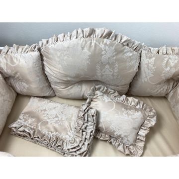 Lenjerie de pat cu aparatori super groase 120x60 cm Lux din Jackard bej Lenjerie de pat cu aparatori super groase 120x60 cm Lux din Jackard bej