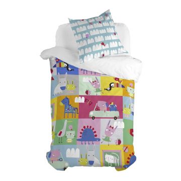 Lenjerie de pat din bumbac pentru copii Moshi Moshi Patchwork, 140 x 200 cm