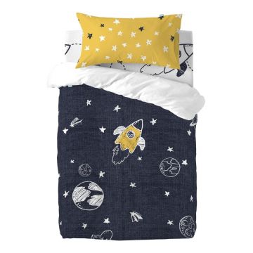Lenjerie de pat din bumbac pentru copii, pentru pat de o persoană Mr. Fox Starspace, 115 x 145 cm