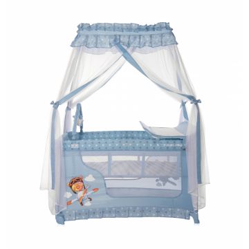 Patut pliabil stil baldachin Magic Sleep cu accesorii Blue Adventure