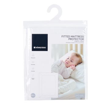 Protectie impermeabila din bumbac organic KikkaBoo 80x50x8 cm pentru saltea landou sau patut co-sleeper