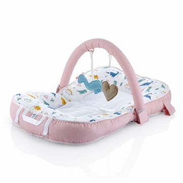 Saltea multifunctionala Sit and Play cu bara jucarii Dino Pink Saltea multifunctionala Sit and Play cu bara jucarii Dino Pink