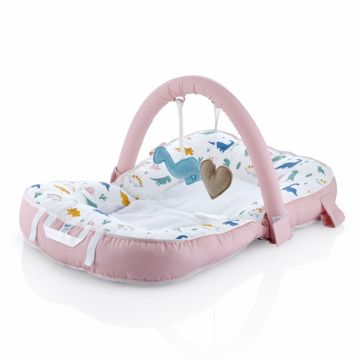 Saltea multifunctionala Sit and Play cu bara jucarii Dino Pink