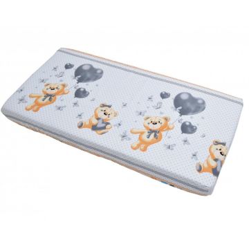 Set 3 piese din finet pentru patut bebelusi 120x60cm Bear Heart Blue Set 3 piese din finet pentru patut bebelusi 120x60cm Bear Heart Blue