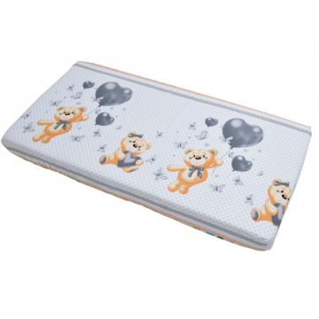 Set 3 piese din finet pentru patut bebelusi 120x60cm Bear Heart Blue