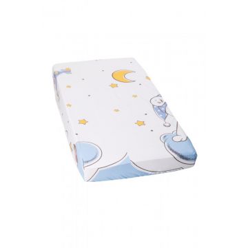 Set 3 piese din finet pentru patut bebelusi 120x60cm Blue Bear Cloud