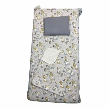 Set 3 piese paturica cu cearsaf si pernuta 120x60 cm Ponei gri