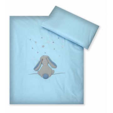 Set lenjerie din bumbac cu protectie laterala pentru pat bebelusi Fluffy Sea 120 x 60 cm Set lenjerie din bumbac cu protectie laterala pentru pat bebelusi Fluffy Sea 120 x 60 cm