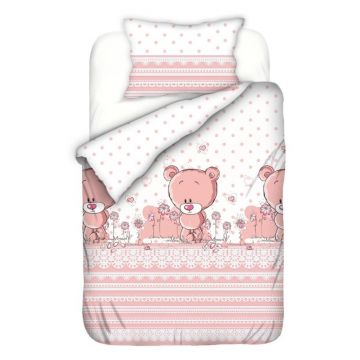 Set lenjerie patut cu 5 piese 120x60 cm Pinky Bear Set lenjerie patut cu 5 piese 120x60 cm Pinky Bear