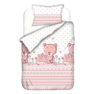 Set lenjerie patut cu 5 piese 120x60 cm Pinky Bear