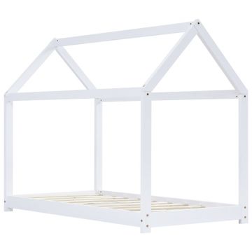 vidaXL Cadru pat de copii, alb, 80x160 cm, lemn masiv de pin