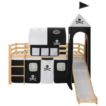 vidaXL Cadru pat etajat copii cu tobogan & scară 97x208cm lemn de pin