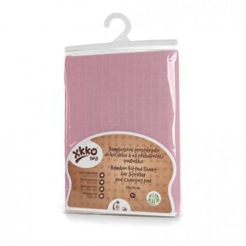 Cearceaf cu elastic din bambus 50x70 cm roz XKKO