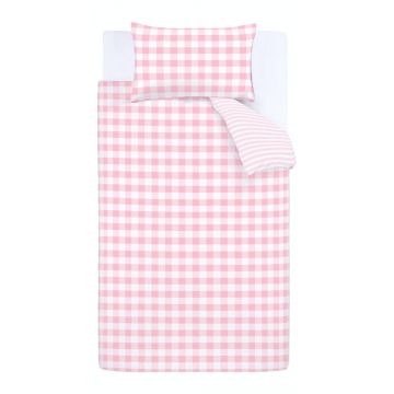 Lenjerie de pat din bumbac Bianca Check And Stripe, 135 x 200 cm, roz Lenjerie de pat din bumbac Bianca Check And Stripe, 135 x 200 cm, roz