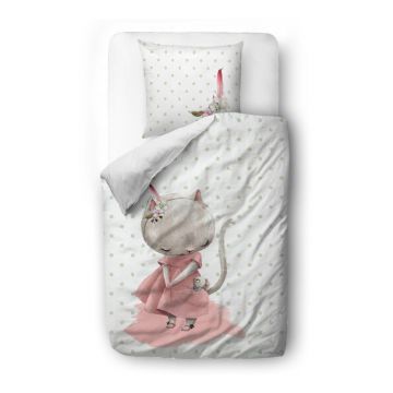Lenjerie de pat din bumbac pentru copii Mr. Little Fox Mouse, 100 x 130 cm