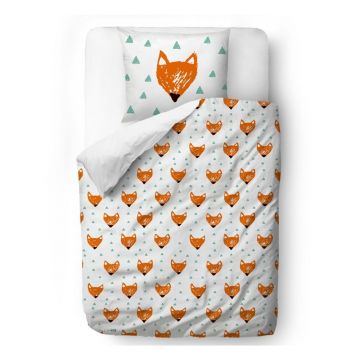 Lenjerie de pat din bumbac pentru copii Mr. Little Fox Orange Heads, 100 x 130 cm