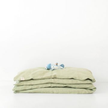 Lenjerie de pat din in pentru copii Linen Tales Nature, 70 x 100 cm, verde