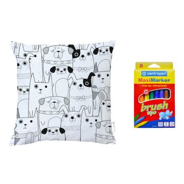 Set față de pernă și markere pentru textile Butter Kings All Get Together, 45 x 45 cm