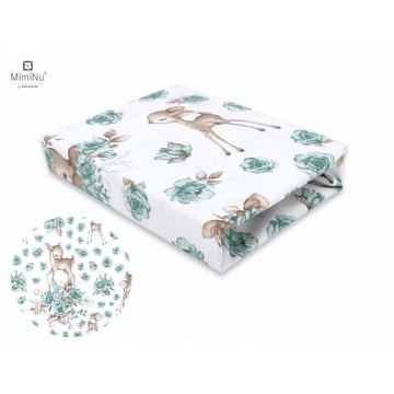 Cearceaf cu elastic 120x60 cm Sweet Deer Mint