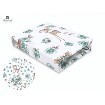 Cearceaf cu elastic 120x60 cm Sweet Deer Mint