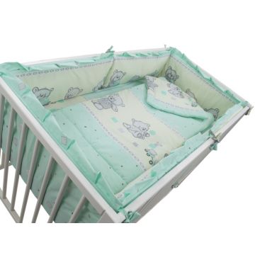 Lenjerie patut cu 5 piese 120x60cm Teddy Toys Turquoise M1