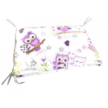 Set de aparatori pufoase h35 pat 120x60 cm DeLuxe Bufnite violet