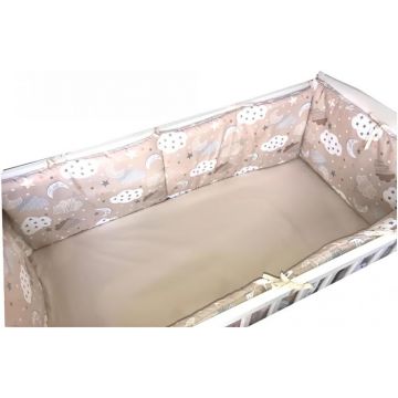 Set de aparatori pufoase h35 pat 120x60 cm DeLuxe Norisori pe bej