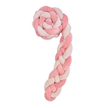 Aparatoare laterala bumper cu 4 impletituri 180 cm KikkaBoo Luxury Pink Aparatoare laterala bumper cu 4 impletituri 180 cm KikkaBoo Luxury Pink