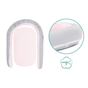 Baby nest culcus saltea si protectie de pat detasabila 90x40 cm pink Fillikid