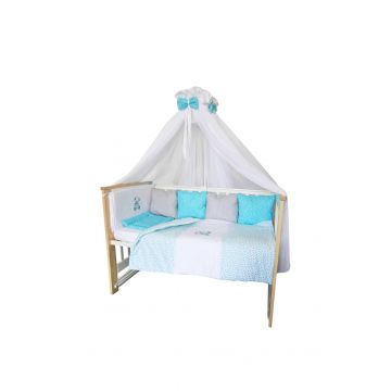 Baldachin voal universal, cu fundite turcoaz cu stelute, 560x160cm