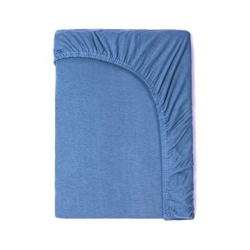 Cearșaf elastic din bumbac pentru copii Good Morning, 60 x 120 cm, albastru