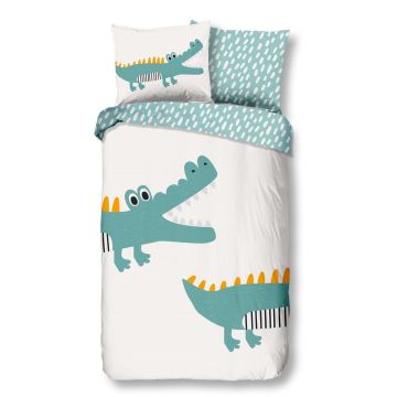 Lenjerie de pat din bumbac pentru copii Good Morning Crocodile, 140 x 220 cm Lenjerie de pat din bumbac pentru copii Good Morning Crocodile, 140 x 220 cm