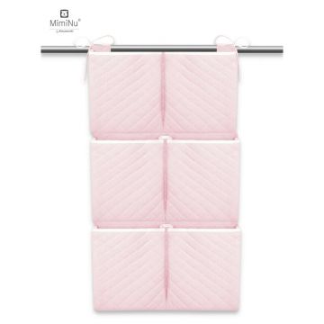 Organizator matlasat pentru patut 6 compartimente Pink MimiNu