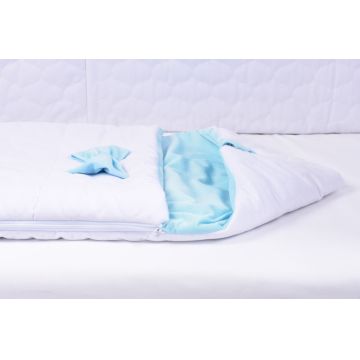 Saculet de dormit gros velvet alb si bleu 80x45 cm tog 2,5