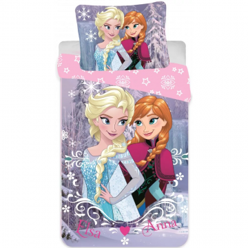 Set lenjerie pat copii Frozen Elsa and Anna 90x140 + 40x55 SunCity Set lenjerie pat copii Frozen Elsa and Anna 90x140 + 40x55 SunCity
