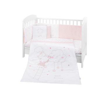 Set lenjerie patut KikkaBoo cu 6 piese si protectie laterala din burete 120x60 cm Hippo Dreams