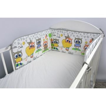 Aparatoare patut 120x60 cm Owls hearts grey