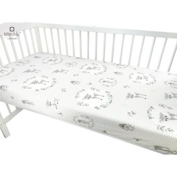 Cearceaf cu elastic pentru patut 140X70 cm din bumbac Deer Grey MimiNu